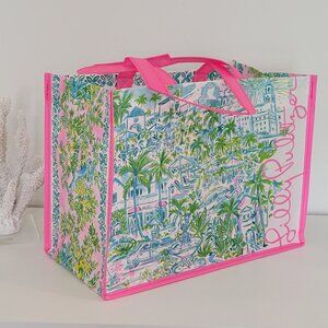New LILLY PULITZER Palm Beach Reusable Waterproof Shopping Tote Gift Bag